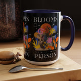 Blooms Person Accent Coffee Mug 11oz 15oz Abstract Floral Head Artistic Colorful Modern Creative Design Black White Ceramic Tea Cup Streetwear Inspired Artistic Fashion Drinkware