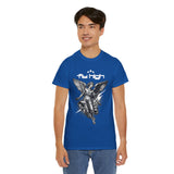 Fly High Angel Design Unisex Heavy Cotton Tee Streetwear Graphic T Shirt Spiritual Guardian Winged Warrior Style
