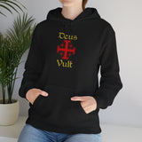 Unisex Deus Vult Hoodie Medieval Crusader Cross Heavy Blend Hooded Sweatshirt Warrior Knight Inspired Vintage Christian Symbol Streetwear
