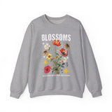 Blossoms Floral Crewneck Sweatshirt Comfortable Unisex Pullover Timeless Charm Streetwear Nature Inspired Empowerment Design Perfect Gift for Garden Lovers Friends Birthdays Cozy Days Casual Wear