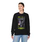 The Charmer Unisex Heavy Blend Crewneck Sweatshirt Futuristic Butterfly Neon Cyber Aesthetic Graphic Pullover Streetwear Fashion