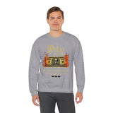 Dollar The Strength Burning Money Legacy Unisex Heavy Blend Crewneck Sweatshirt Gothic Flames Graphic Bold Motivational Streetwear Pullover