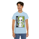 Not Alone Alien Unisex T Shirt Cartoon UFO Graphic Tee Extraterrestrial Sci Fi Space Themed Paranormal Conspiracy Inspired Streetwear Top