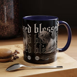 Blessed Angel Statue Graphic Accent Coffee Mug 11oz 15oz Gothic Streetwear Aesthetic Spiritual Artistic Ceramic Drinkware