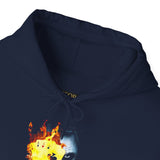 The Jocker Burning Aces Unisex Hoodie Fiery Gothic Streetwear Bold Dark Art Pullover for Risk Takers, Gamers, and Fearless Creative Souls