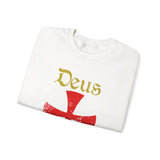 Unisex Deus Vult Crewneck Sweatshirt Medieval Crusader Cross Heavy Blend Fleece Pullover Warrior Knight Inspired Vintage Christian Symbol Streetwear