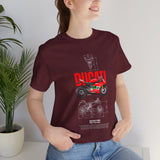 Italian Superbike 1199 Inspired Racing Motorcycle Blueprint Graphic Unisex Heavy Cotton Tee Premium Streetwear T Shirt for Riders Bikers Enthusiasts and Everyday Wear