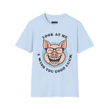 Laughing Pig Fun Cartoon Unisex Heavy Cotton Tee Trendy Humor Streetwear Graphic Shirt Perfect Gift for Friends Birthdays Casual Wear