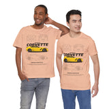 Yellow High Performance Sports Coupe Blueprint Art Unisex Heavy Cotton Tee Premium Streetwear For Car Enthusiasts Gearheads And Collectors