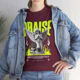 Praise Angel Statue Graphic Unisex Heavy Cotton Tee Spiritual Gothic Streetwear T-Shirt