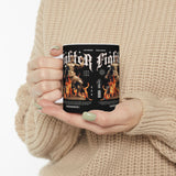 Fighter Resilience Victorious Flame Statue Graphic Ceramic Mug Unisex Motivational Coffee Tea Cup Streetwear Inspired Drinkware