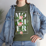Mother Floral Design Unisex Heavy Cotton Tee Comfortable T Shirt Botanical Typography Graphic Streetwear Gift For Mom Mother’s Day Birthday Casual Everyday Wear