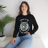 Look At Me I Wish You Good Luck Funny Donkey Unisex Sweatshirt Hilarious Cartoon Graphic Pullover Positive Vibes Humor Design Cozy Casual Wear Gift Idea
