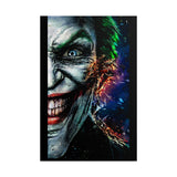 Joker Split Insanity Glossy Poster Bold Gothic Wall Art Dark Psychological Design Fiery Abstract Expression Print for Collectors, Creators, and Visionary Spaces