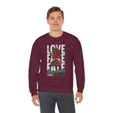 Love Fake Friendship Rose Crewneck Comfortable Unisex Sweatshirt Bold Graphic Streetwear Pullover Empowering Artistic Floral Design For Self Expression Perfect Gift For Friends Birthdays Cozy Days Casual Wear