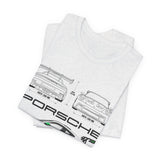 Porsche GT3 RS Inspired Blueprint Design Unisex Heavy Cotton Tee Premium Racing Streetwear Car Lovers T Shirt for Enthusiasts and Everyday Wear
