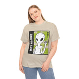 Unisex Not Alone Alien T Shirt Cartoon UFO Graphic Tee Extraterrestrial Sci Fi Space Themed Paranormal Conspiracy Inspired Streetwear Top