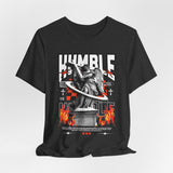 Unisex Jersey Short Sleeve Tee Humble Angel Statue Graphic Streetwear Fire Print T Shirt Bold Motivational Urban Fashion Outfit