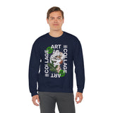 Collage Art Unisex Heavy Blend Crewneck Sweatshirt Graphic Pullover Black Abstract Modern Nature Inspired Futuristic Streetwear Creative Artistic Fashion Outfit