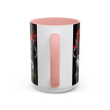 Brave Soul Warrior Accent Coffee Mug 11oz 15oz Black Ceramic Two Tone Cup Bold Statue Design with Red Script Gift for Coffee Lovers