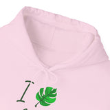 I Love Plants Hoodie Unisex Heavy Blend Sweatshirt Eco Friendly Botanical Leaf Design Gardening Nature Lover Sustainable Green Living Gift Pullover