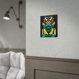 Toxic Genius Neon Gas Mask Skull Matte Vertical Poster Bold Cyberpunk Wall Art For Gamers Artists And Rebels Futuristic Science Aesthetic Room Decor Symbol Of Creativity And Power