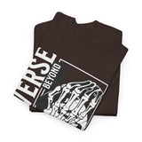 Universe Beyond The Cosmos Unisex Heavy Cotton Tee Graphic Black T Shirt Skeleton Hand Space Infinity Streetwear Futuristic Sci Fi Artistic Fashion Outfit