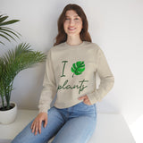 I Love Plants Crewneck Sweatshirt Unisex Heavy Blend Botanical Leaf Eco Friendly Gardening Nature Lover Sustainable Green Living Gift Pullover