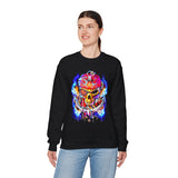 Flaming Pirate Skull Unisex Heavy Blend Crewneck Sweatshirt Fiery Gothic Nautical Streetwear Pullover Skull And Anchor Design For Bikers Artists Gamers And Rebel Souls