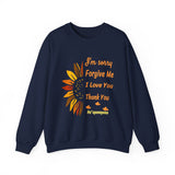 Ho’oponopono Sunflower Crewneck Unisex Sweatshirt Heavy Blend Pullover Healing Affirmation Spiritual Gratitude Mindfulness Positive Energy Apparel