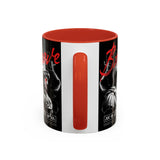 Brave Soul Warrior Accent Coffee Mug 11oz 15oz Black Ceramic Two Tone Cup Bold Statue Design with Red Script Gift for Coffee Lovers