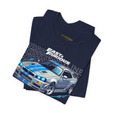 Nissan Skyline GT R R34 Inspired Illustrated JDM Racing Car Graphic T Shirt Iconic Japanese Performance Street Racing Culture Automotive Streetwear Gift For Car Enthusiasts