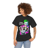 Joker Enjoy The Game Unisex Heavy Cotton Tee Bold Gothic Streetwear Art Design Dark Psychological Theme Shirt for Risk Takers, Creators, and Hustlers