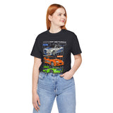 Street Racing Trio JDM Cars Graphic Unisex Heavy Cotton Tee for Drift Fans Performance Lovers and Streetwear Enthusiasts
