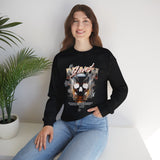 Death Silence Skull Fire Graphic Unisex Heavy Blend Crewneck Sweatshirt Gothic Horror Streetwear Bold Vintage Dark Flame Skull Pullover