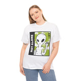 Not Alone Alien Unisex T Shirt Cartoon UFO Graphic Tee Extraterrestrial Sci Fi Space Themed Paranormal Conspiracy Inspired Streetwear Top