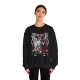 Money Bright Unisex Heavy Blend Crewneck Sweatshirt Angel Statue Graphic Gothic Streetwear Red Neon Artistic Fashion Pullover