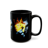 The Jocker Burning Aces Mug 11oz & 15oz Fiery Gothic Coffee Cup Bold Dark Art Design for Risk Takers, Gamers, and Fearless Morning Energy Lovers