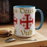 Deus Vult Accent Coffee Mug 11oz 15oz Red Cross Knight Crusader Ceramic Cup Bold Medieval Design Christian Symbol Faith Inspired Coffee Tea Gift Drinkware