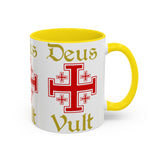 Deus Vult Accent Coffee Mug 11oz 15oz Red Cross Knight Crusader Ceramic Cup Bold Medieval Design Christian Symbol Faith Inspired Coffee Tea Gift Drinkware