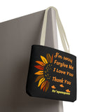 Sunflower Ho'oponopono Tote Bag Hawaiian Healing Prayer Design Spiritual Positivity Canvas Bag Mindfulness Reusable Durable Eco Friendly Shopping Tote