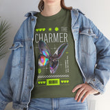 The Charmer Unisex Heavy Cotton Tee Futuristic Butterfly Graphic Streetwear Neon Cyber Aesthetic Artistic Fashion Statement T Shirt