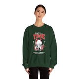 Waste Your Time Unisex Heavy Blend Crewneck Sweatshirt Graphic Pullover Black Motivational Hustle Money Clock Streetwear Bold Entrepreneur Mindset Fashion Outfit