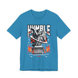 Unisex Jersey Short Sleeve Tee Humble Angel Statue Graphic Streetwear Fire Print T Shirt Bold Motivational Urban Fashion Outfit