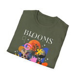 Blooms Person Unisex Softstyle T Shirt Modern Graphic Tee Black Artistic Abstract Colorful Floral Head Design Futuristic Streetwear Creative Fashion Outfit