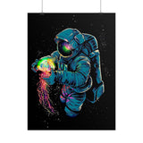 Galactic Dream Astronaut Neon Art Matte Vertical Poster Futuristic Space Wall Art Vibrant Cosmic Print Premium Home Decor for Sci Fi Lovers Creative Studios and Modern Interiors