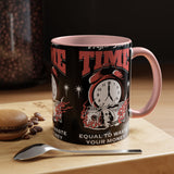 Waste Your Time Accent Coffee Mug 11oz 15oz Ceramic Cup Motivational Hustle Money Clock Graphic Drinkware Bold Entrepreneur Mindset Streetwear Gift