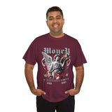 Money Bright Unisex Heavy Cotton Tee Angel Statue Graphic Gothic Streetwear Red Neon Aesthetic Artistic Fashion Statement T Shirt