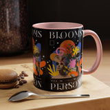 Blooms Person Accent Coffee Mug 11oz 15oz Abstract Floral Head Artistic Colorful Modern Creative Design Black White Ceramic Tea Cup Streetwear Inspired Artistic Fashion Drinkware
