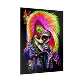Calavera Punk Skull Matte Vertical Poster Vibrant Neon Gothic Wall Art Punk Rock Decor For Tattoo Studios Music Lovers Halloween Festival Rooms And Alternative Art Collectors